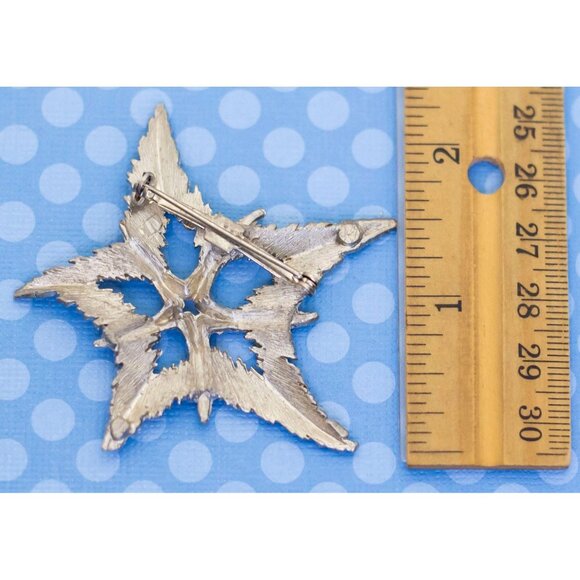 Vintage Silver Tone Star Brooch - M25 - Picture 2 of 2